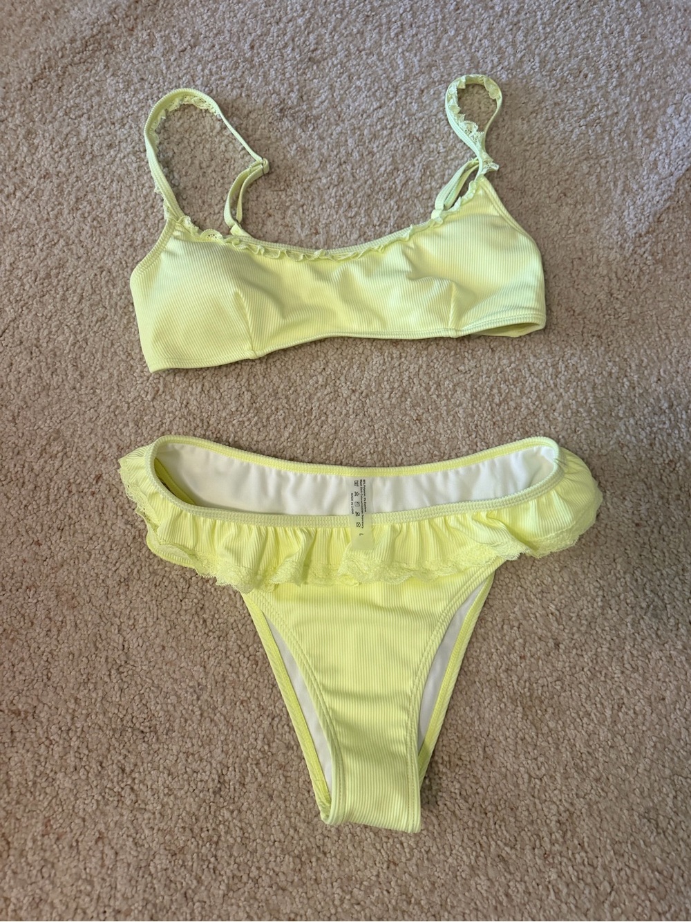 Ruffled Lemon Yellow Bikini Set